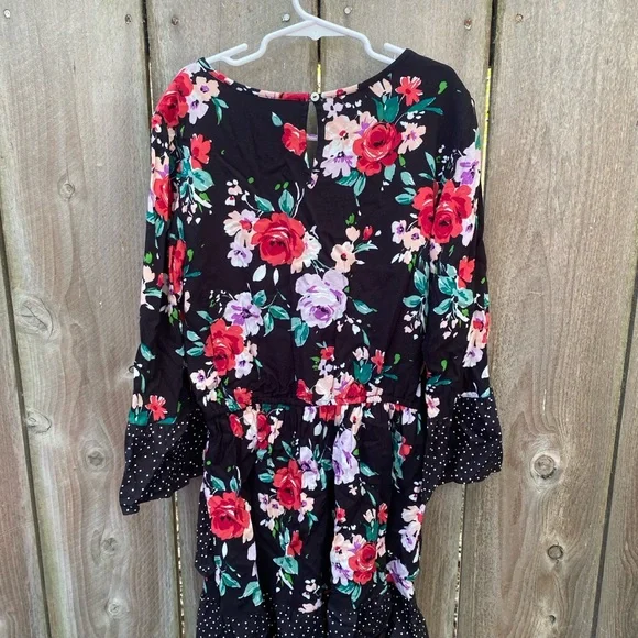 Girls Abercrombie and Fitch Floral Faux Wrap Dress Mixed Print 13/14 - Picture 2 of 4